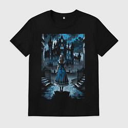 Футболка хлопковая мужская Готичная Алиса в стране чудес, цвет: черный