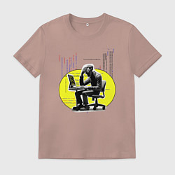 Футболка хлопковая мужская 1С, 2С, 3С, цвет: пыльно-розовый