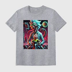 Футболка хлопковая мужская Кошмарный сон Морти - нейроарт, цвет: меланж