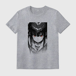 Футболка хлопковая мужская Девушка с красными глазами, цвет: меланж