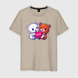 Футболка хлопковая мужская Teddy love, цвет: миндальный