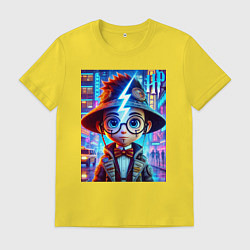 Футболка хлопковая мужская Гарри Поттер юниор - неоновое свечение, цвет: желтый