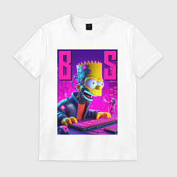 Футболка хлопковая мужская Bart Simpson - cyber gamer, цвет: белый