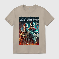 Футболка хлопковая мужская We are Venom - meme, цвет: миндальный