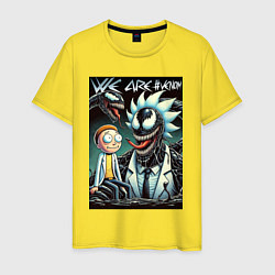 Футболка хлопковая мужская Morty and Rick - meme we are Venom, цвет: желтый