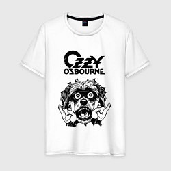 Футболка хлопковая мужская Ozzy Osbourne - rock dog, цвет: белый