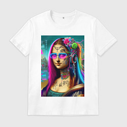 Футболка хлопковая мужская The Gioconda of our days is eclectic, цвет: белый