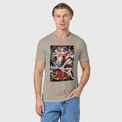 Футболка хлопковая мужская Dandadan: All Persons, цвет: миндальный — фото 2