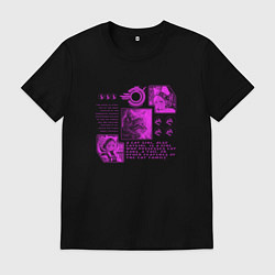 Футболка хлопковая мужская Кошки-девушки и котёнок, цвет: черный