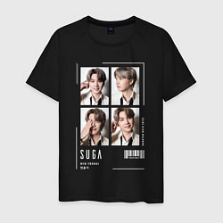 Футболка хлопковая мужская Yoongi bts 4cut, цвет: черный