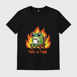 Футболка хлопковая мужская Frog - this is fine, цвет: черный