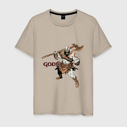 Футболка хлопковая мужская Кратос - God Of War, цвет: миндальный