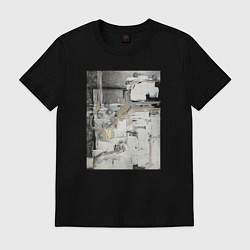 Футболка хлопковая мужская Черно-бежевая абстракция, цвет: черный