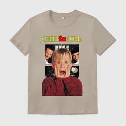 Футболка хлопковая мужская Один дома, цвет: миндальный