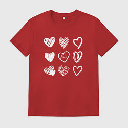 Футболка хлопковая мужская Hearts love hand draw, цвет: красный