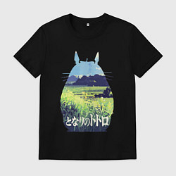 Футболка хлопковая мужская Nature Totoro, цвет: черный