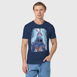 Футболка хлопковая мужская Зайка в гармонии с природой, цвет: тёмно-синий — фото 2