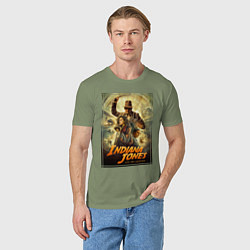 Футболка хлопковая мужская Indiana Jones and the dial of destiny, цвет: авокадо — фото 2