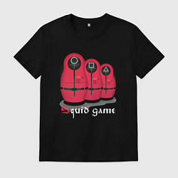 Футболка хлопковая мужская Squid game matryoshka edition, цвет: черный