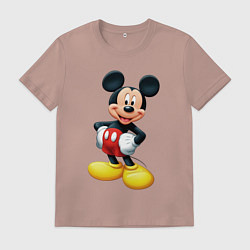 Футболка хлопковая мужская Микки - мышь, цвет: пыльно-розовый