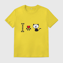 Футболка хлопковая мужская Я люблю кошек, цвет: желтый