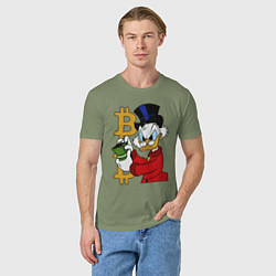 Футболка хлопковая мужская Duck tales - Scrooge bitcoin, цвет: авокадо — фото 2