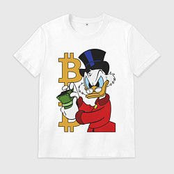 Футболка хлопковая мужская Duck tales - Scrooge bitcoin, цвет: белый