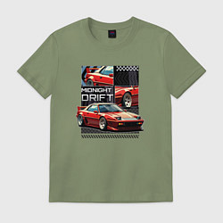 Футболка хлопковая мужская Спортивная машина по кусочкам и целиком, цвет: авокадо