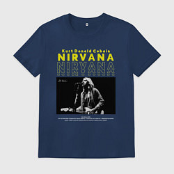 Футболка хлопковая мужская Курт Кобейн Nirvana, цвет: тёмно-синий