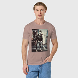 Футболка хлопковая мужская Dude bull terrier is a New Yorker, цвет: пыльно-розовый — фото 2