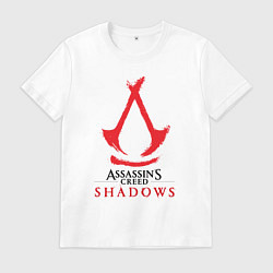 Футболка хлопковая мужская Assassins Creed Shadows - badge, цвет: белый