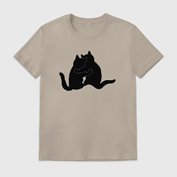 Футболка хлопковая мужская Кошачьи объятия, цвет: миндальный