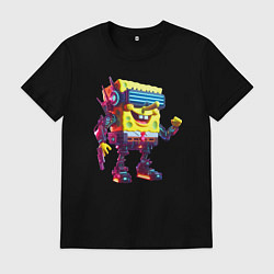 Футболка хлопковая мужская Sponge Bob - cyberpunk fantasy, цвет: черный