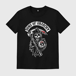 Футболка хлопковая мужская Sons of anarchy - логотип, цвет: черный