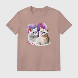 Футболка хлопковая мужская Хвостатая любовь, цвет: пыльно-розовый