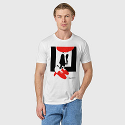 Футболка хлопковая мужская Девушка в красной шляпе, цвет: белый — фото 2