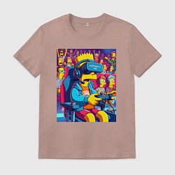Футболка хлопковая мужская Bart Simpson - esports, цвет: пыльно-розовый