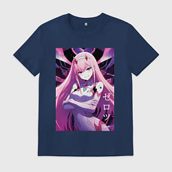 Футболка хлопковая мужская Zero two Darling in the Franxx - ai art, цвет: тёмно-синий
