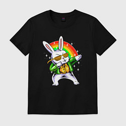 Футболка хлопковая мужская Rainbow rabbit, цвет: черный