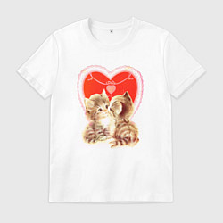 Футболка хлопковая мужская Кошачий поцелуй, цвет: белый