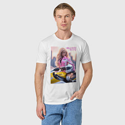 Футболка хлопковая мужская Barbie racing - Kawasaki Ninja, цвет: белый — фото 2
