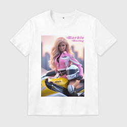 Футболка хлопковая мужская Barbie racing - Kawasaki Ninja, цвет: белый