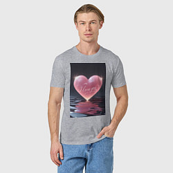 Футболка хлопковая мужская I love you сердце, цвет: меланж — фото 2