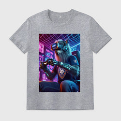 Футболка хлопковая мужская Крутой волчара - киберспорт, цвет: меланж