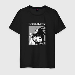 Футболка хлопковая мужская Tribute to Bob Marley, цвет: черный