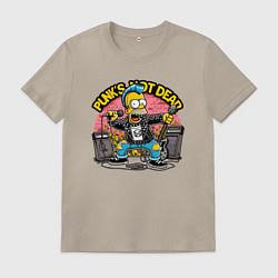 Футболка хлопковая мужская Панк Гомер Симпсон - певец, цвет: миндальный