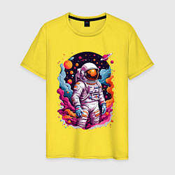 Футболка хлопковая мужская Космонавт, цвет: желтый