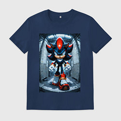 Футболка хлопковая мужская Ежик Шедоу сурово идёт, цвет: тёмно-синий
