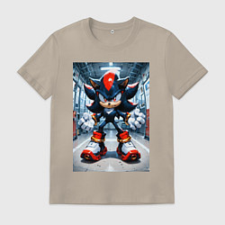 Футболка хлопковая мужская Ежик Шедоу в коридоре, цвет: миндальный