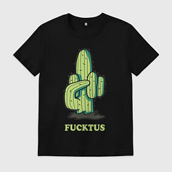 Футболка хлопковая мужская Cactus - fucktus, цвет: черный